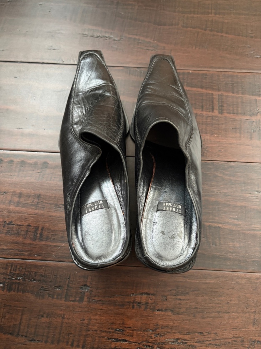 Stuart‎ Weitzman Mens Vintage Black Leather Pointed Slip On Mules A217759 - Picture 9 of 14